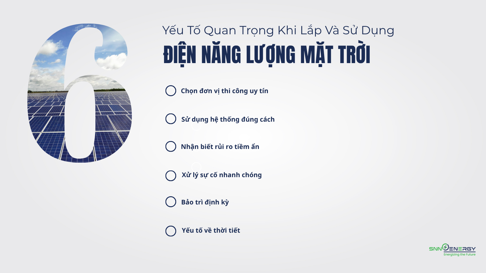 6 yếu tố quan trọng khi lắp đặt và sử dụng điện năng lượng mặt trời