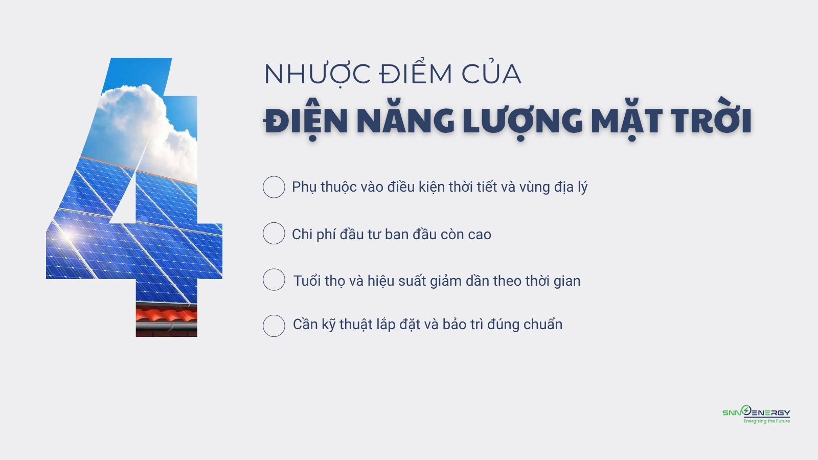 nhược điểm của điện năng lượng mặt trời