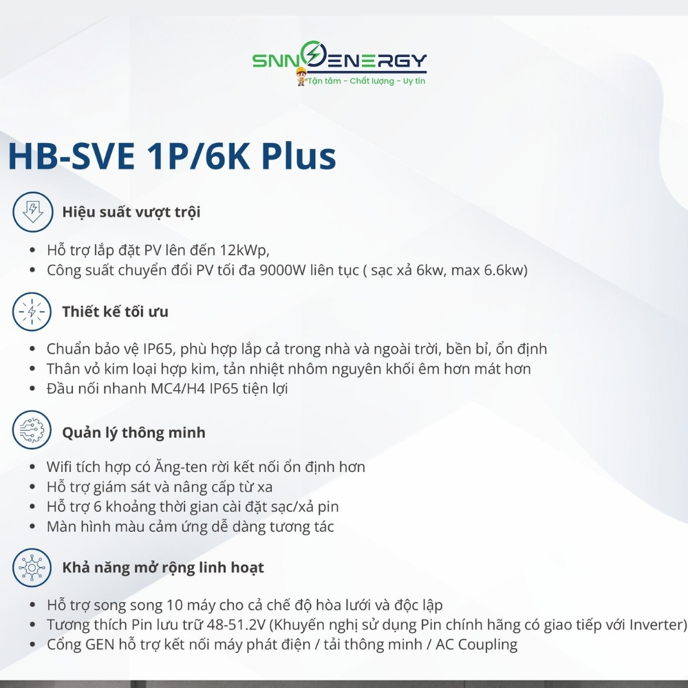Thông tin Inverter Hybrid SVE 6KW