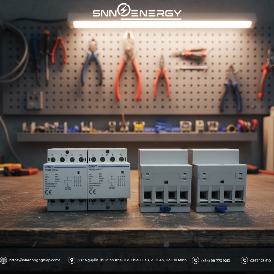 Mặt trước và mặt sau của khởi động từ Chint