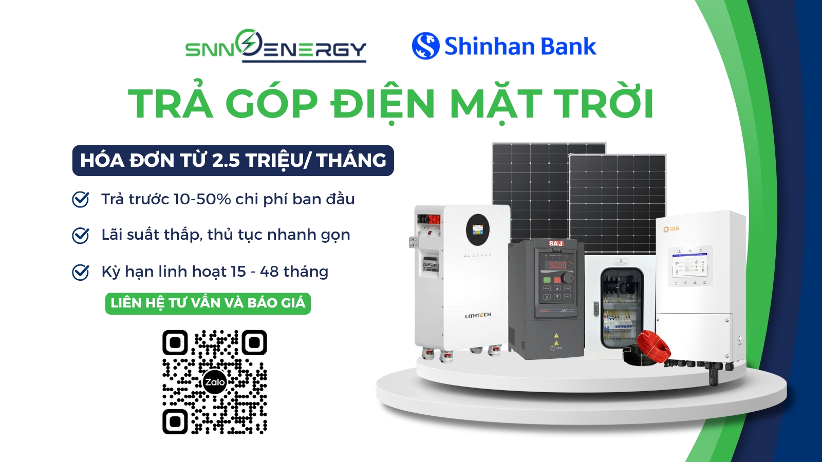 Trả góp hệ thống điện năng lượng mặt trời - SNN và Shinhanbank