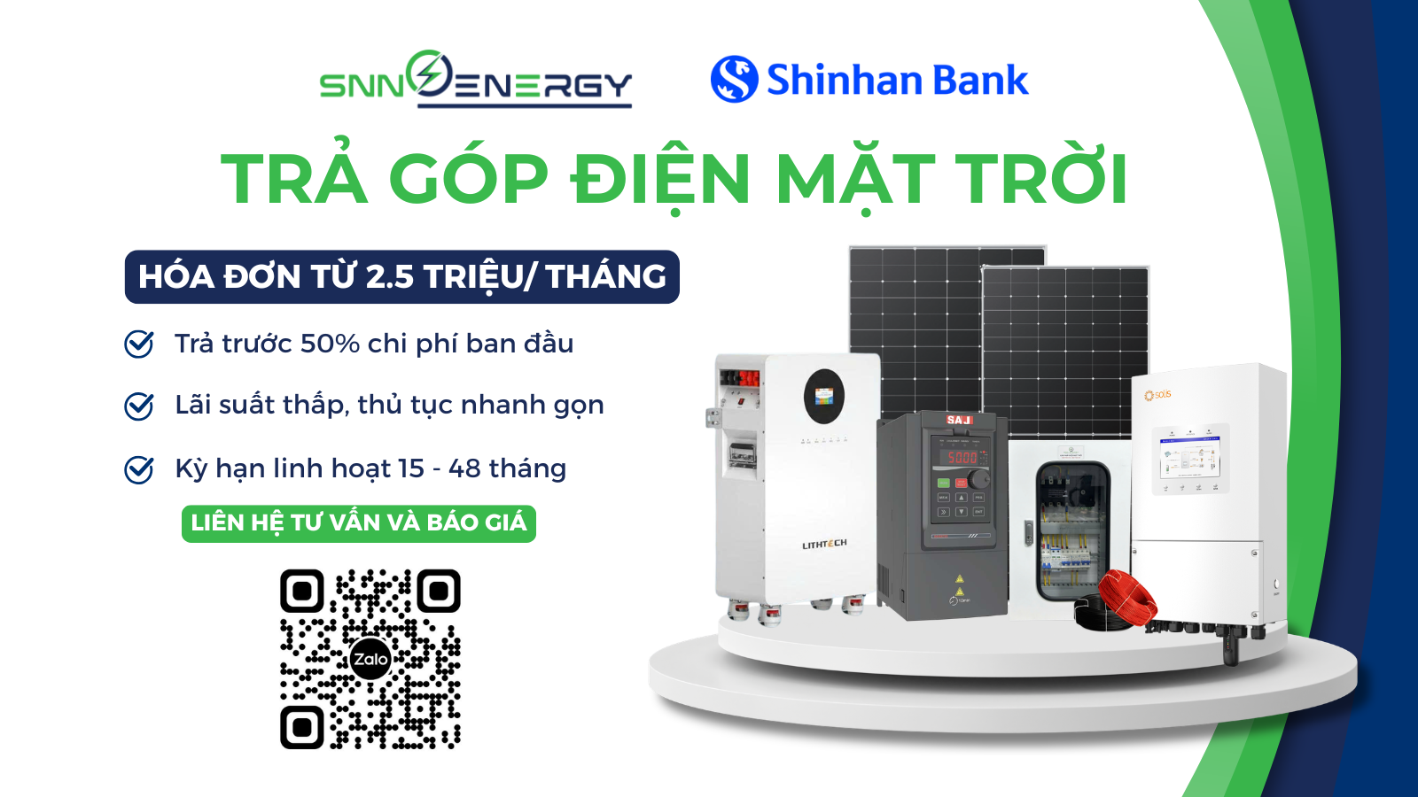 Trả góp hệ thống điện năng lượng mặt trời - Shinhanbank