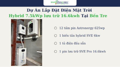 Hệ thống điện mặt trời 7.5kwp lưu trữ 16.6kwh
