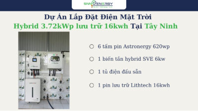 Hệ thống điện mặt trời 3.72kwp lưu trữ 16kwh