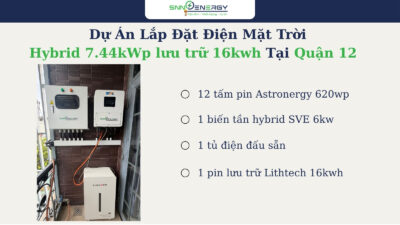 Hệ thống điện mặt trời 7.44kwp lưu trữ 16kwh - Quận 12